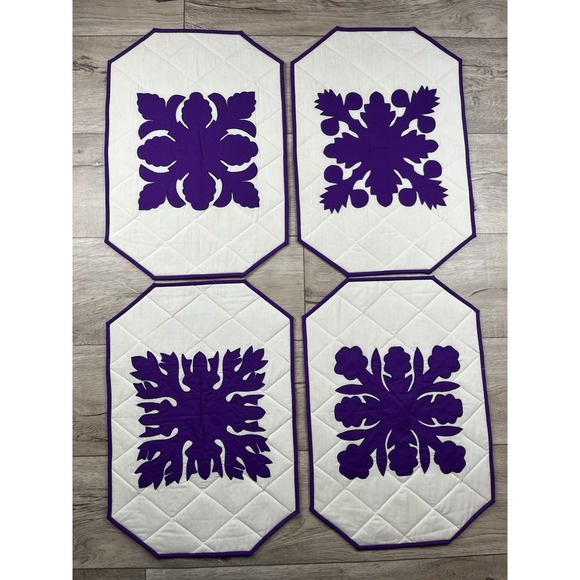 DBI Hawaii Inc Other - DBI Hawaii Inc Hawaiian Themed Placemats Quilted Set of 4 Purple White - NEW VTG